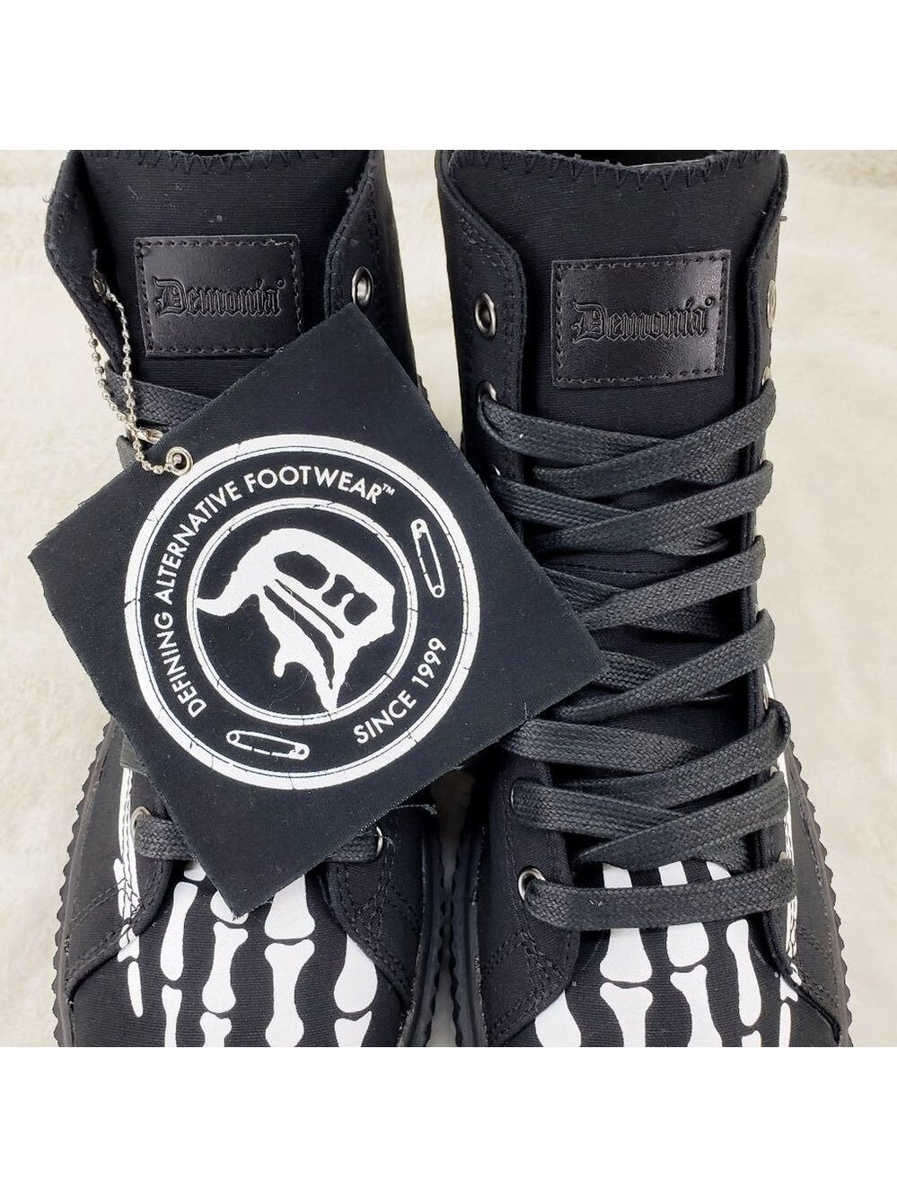 Demonia Sneeker Mens X-Ray Graphic Bone Creeper Sneaker Flame Tread Goth Punk - Picture 6 of 9